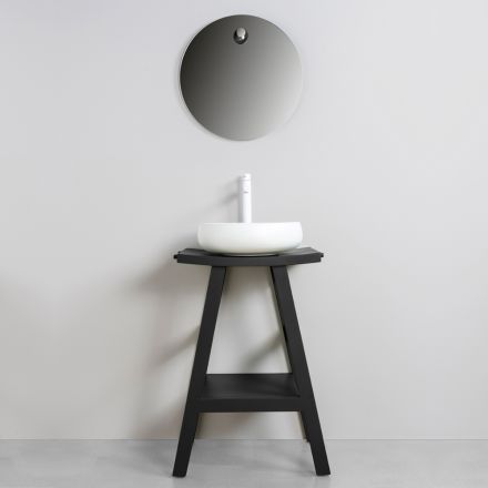 Kompozim i kabinetit të banjës së zezë i kompletuar me pasqyrë dhe aksesorë - Maryse Viadurini