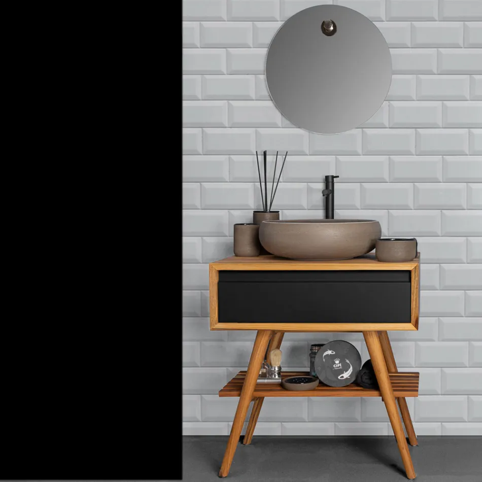 Përbërja e kabinetit të banjës së banjës me tavolinë të zezë me aksesorë të përfshirë - Carolie Viadurini