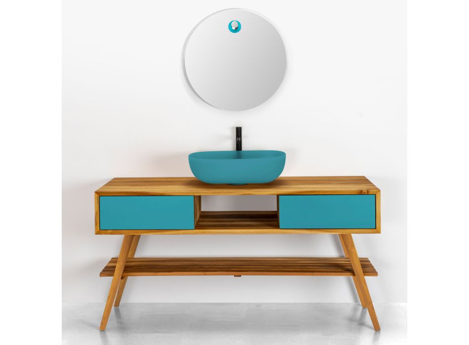 Kompozim i mobiljeve të banjës së dyshemesë me sirtar me dizajn blu - Georges Viadurini