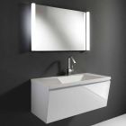 Dizajn modern i bardhë Përbërja e pezulluar e mobiljeve për banjë me pasqyrë - Desideria Viadurini