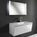Përbërja e mobiljeve të banjës së pezulluar moderne të bardhë me pasqyrë LED - Desideria