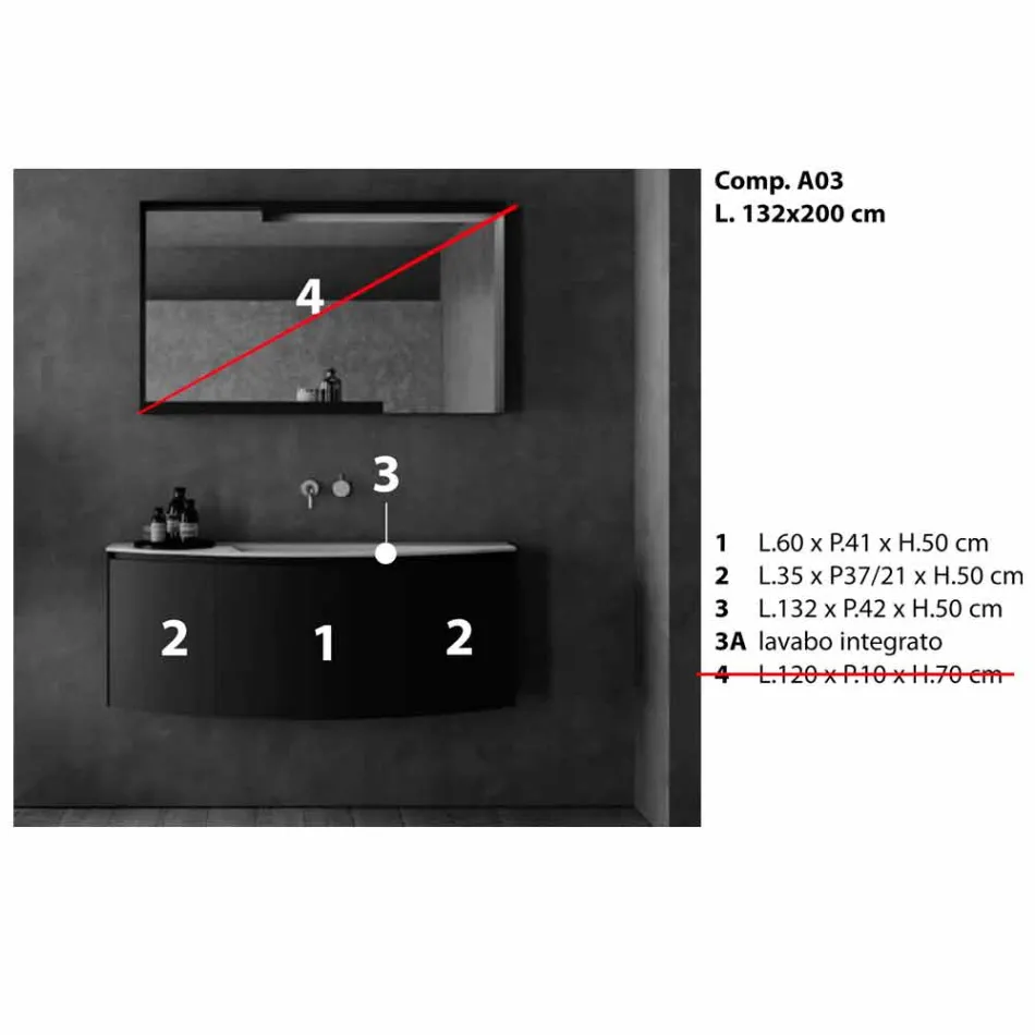 Përbërja e mobiljeve të banjës së pezulluar me dizajn modern - Callisi3 Viadurini