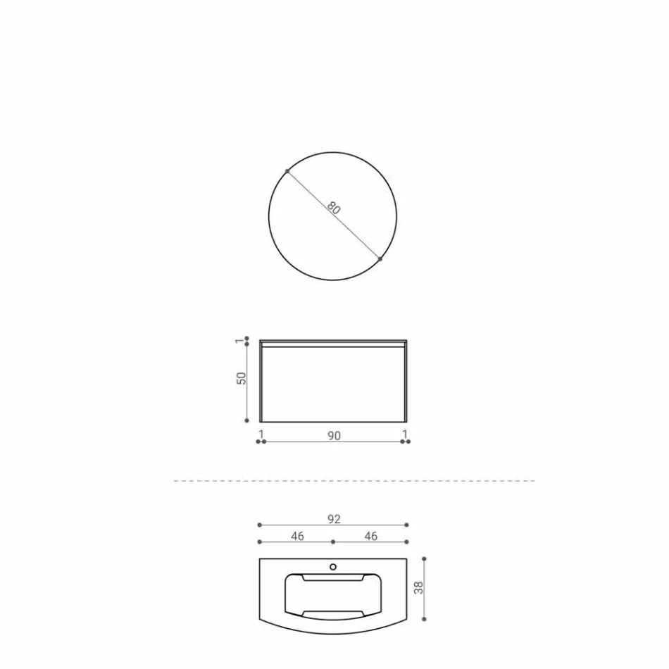 Përbërja për banjën e varur të modelit modern të prodhuar në Itali - Callisi11 Viadurini