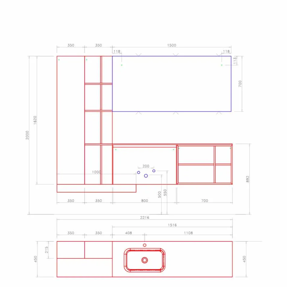 Përbërja e mobiljeve të banjës së pezulluar me dizajn modern të prodhuar në Itali - Callisi15 Viadurini