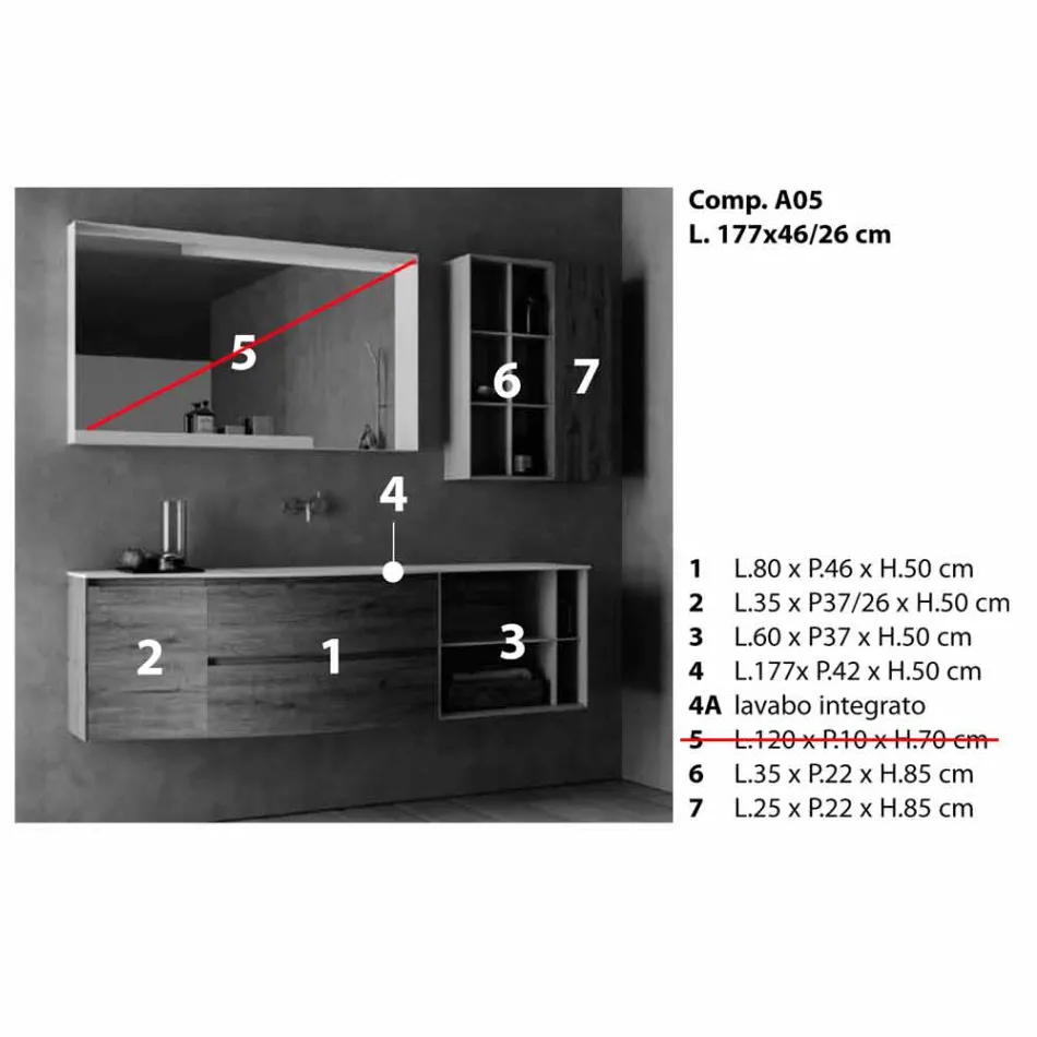 Përbërja e dizajnit të pezulluar, Mobilje banjo me dizajn modern - Callisi5 Viadurini
