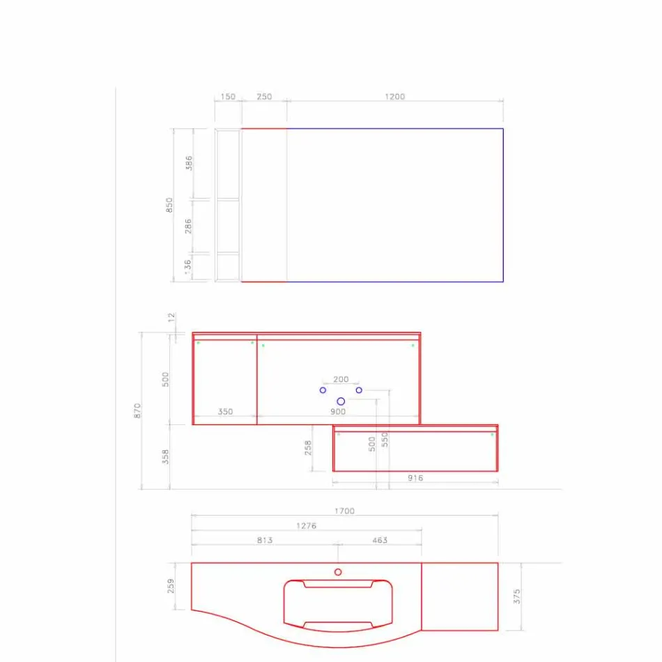 Përbërja e Pezulluar dhe Moderne për Banjën, Projektuar në Itali - Callisi4 Viadurini