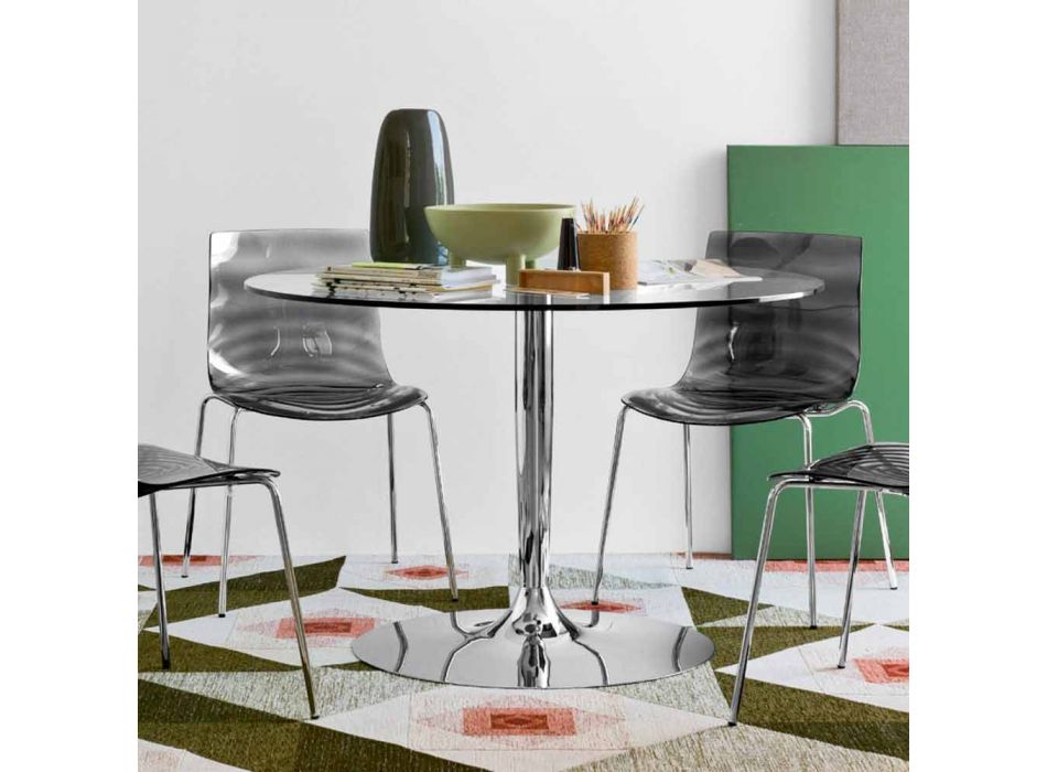 Connubia Calligaris Planet tryezë e rrumbullakët moderne me diametër 120 cm, qelqi Viadurini