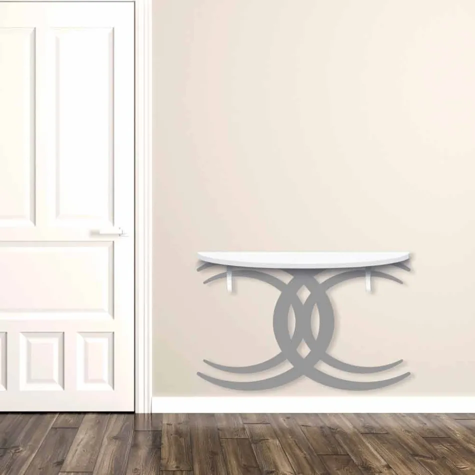 Konsol i montuar në mur për dizajn modern në dru të bardhë dhe gri - Coco Viadurini