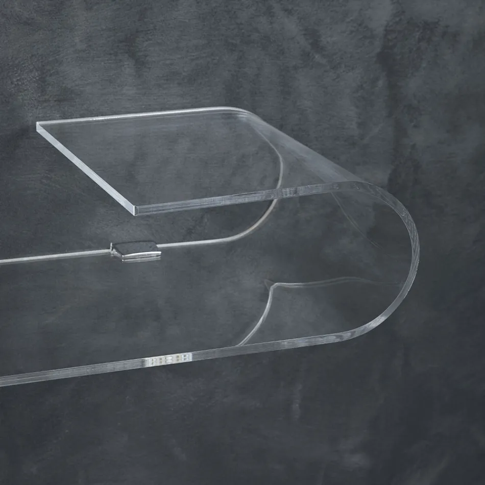 Konsolë muri e varur në kristal akrilik me dizajn transparent - Cesarea Viadurini