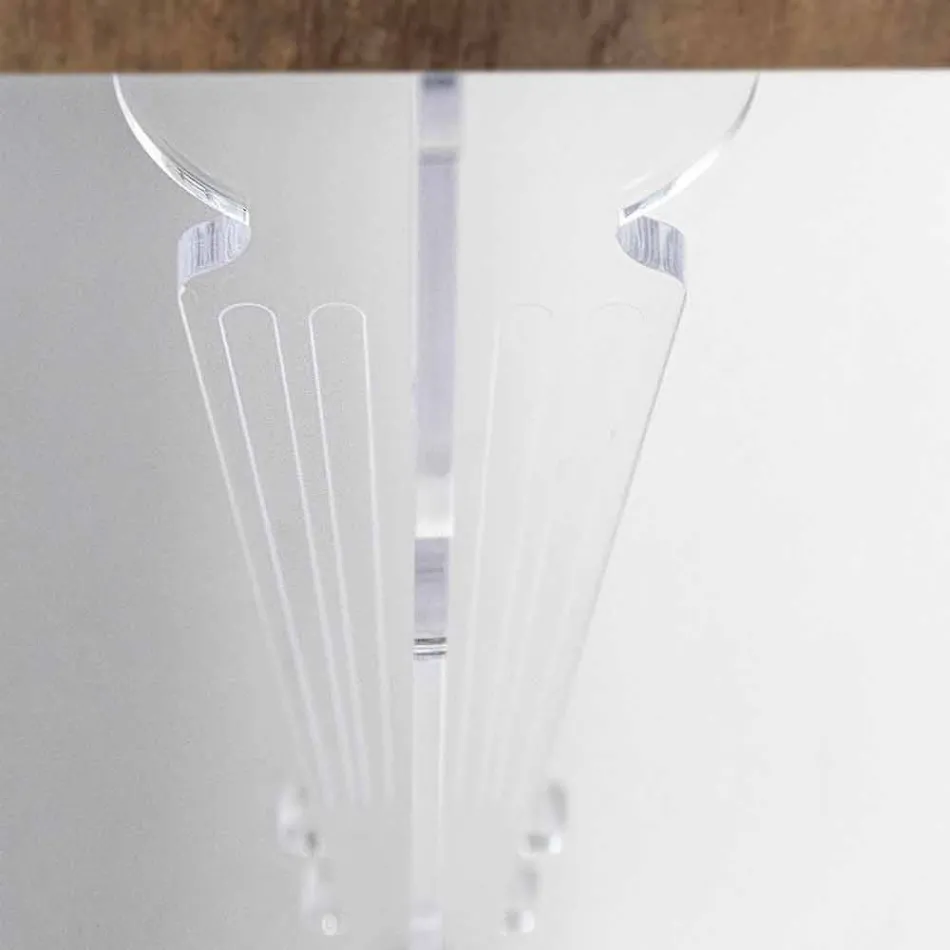 Tavolinë për Console Muri në Dru të Bardhë Gri ose Corten dhe Plexiglass - Leopardi Viadurini