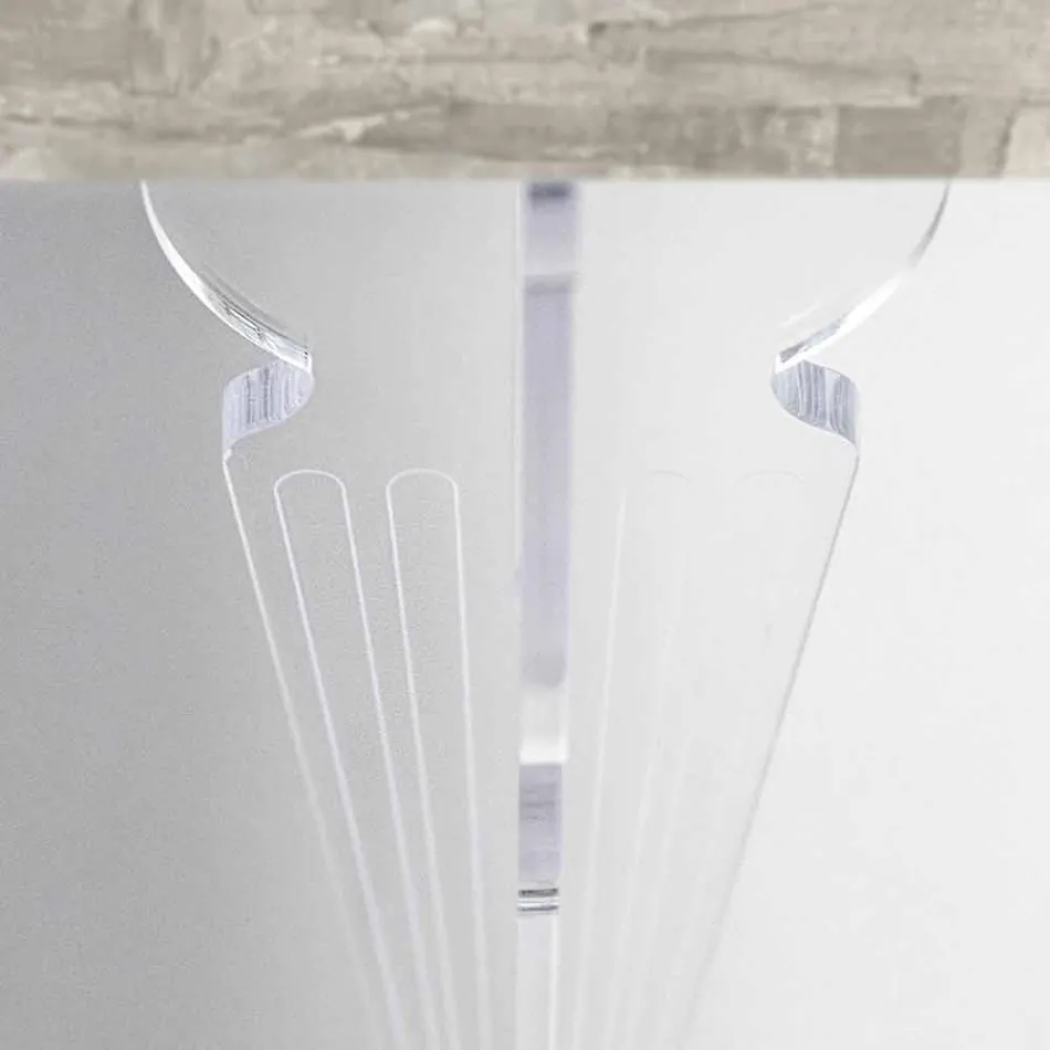 Tavolinë për Console Muri në Dru të Bardhë Gri ose Corten dhe Plexiglass - Leopardi Viadurini