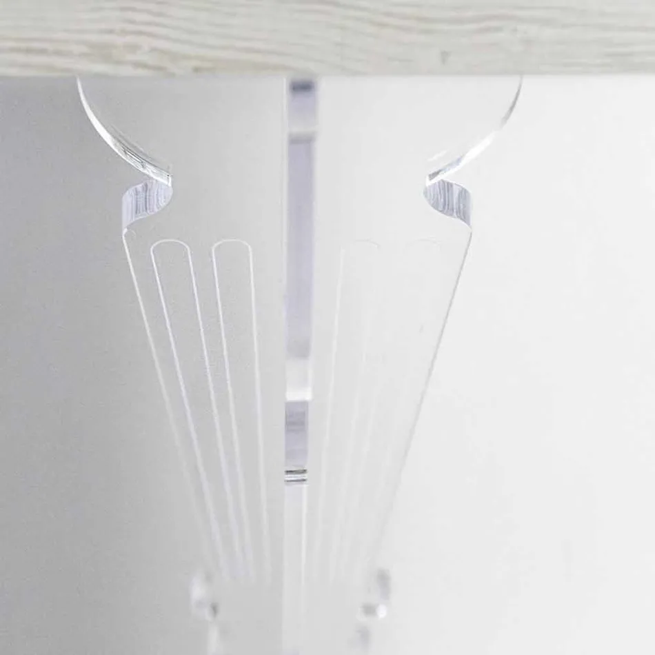 Tavolinë për Console Muri në Dru të Bardhë Gri ose Corten dhe Plexiglass - Leopardi Viadurini