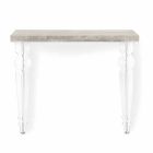 Tavolinë për Console Muri në Dru të Bardhë Gri ose Corten dhe Plexiglass - Leopardi Viadurini