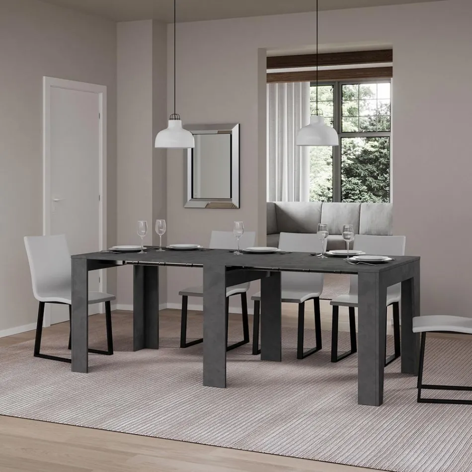 Konsolë e zgjerueshme deri në 181 cm në esencë melamine Prodhuar në Itali - Castello Viadurini