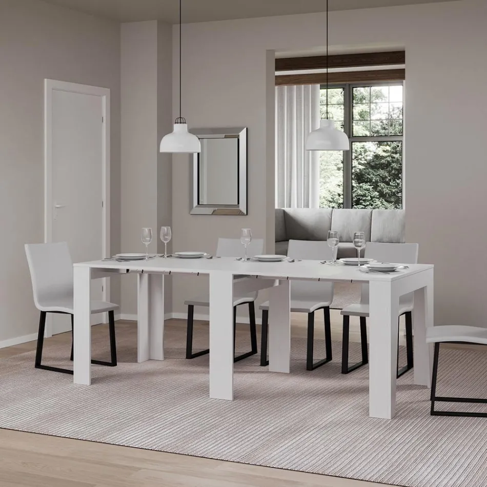 Konsolë e zgjerueshme deri në 181 cm në esencë melamine Prodhuar në Itali - Castello Viadurini