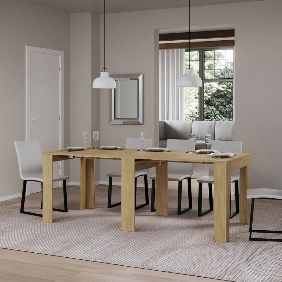 Konsolë e zgjerueshme deri në 181 cm në esencë melamine Prodhuar në Itali - Castello Viadurini