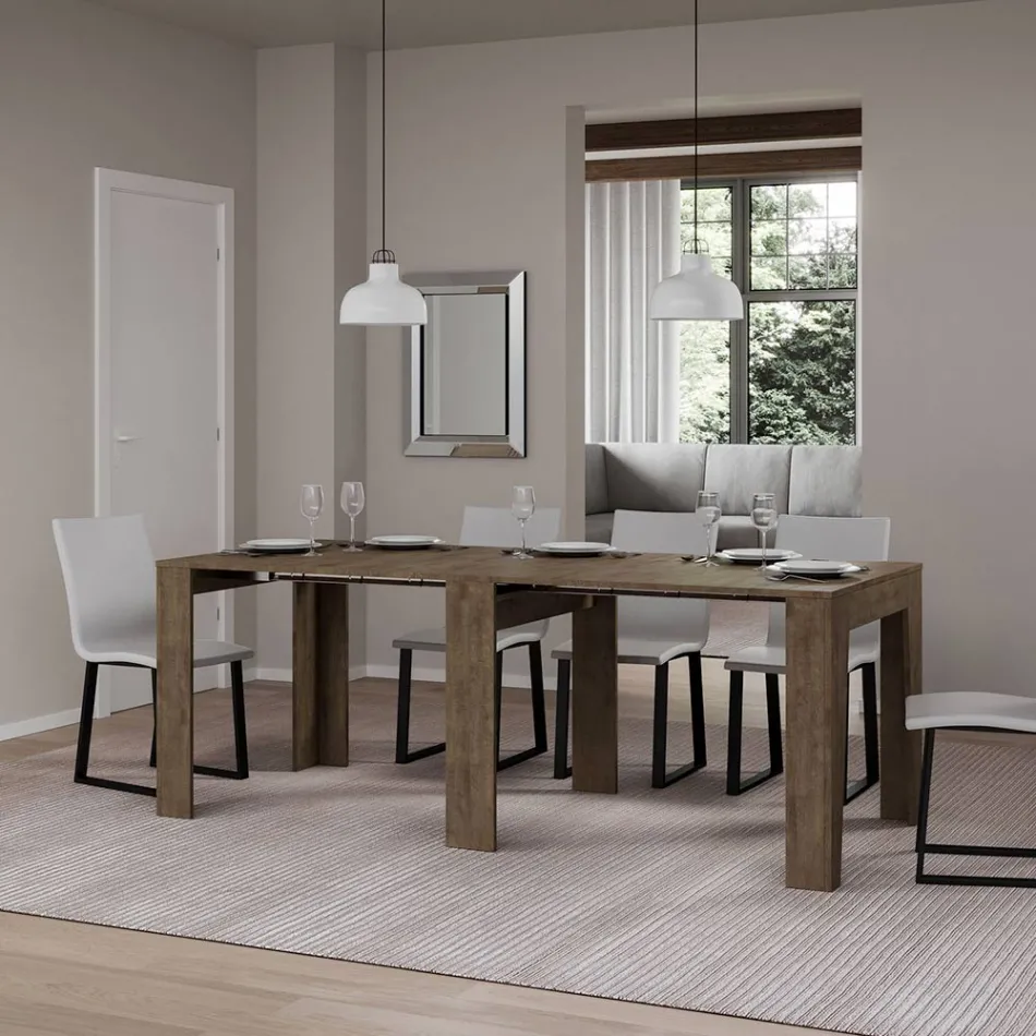 Konsolë e zgjerueshme deri në 181 cm në esencë melamine Prodhuar në Itali - Castello Viadurini