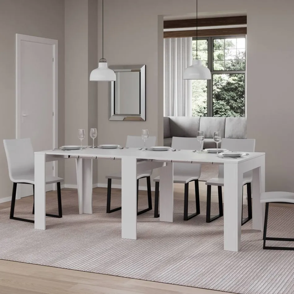 Konsolë e zgjatur deri në 211 cm në melaminë në thelb Made in Italy - Incantesimo Viadurini