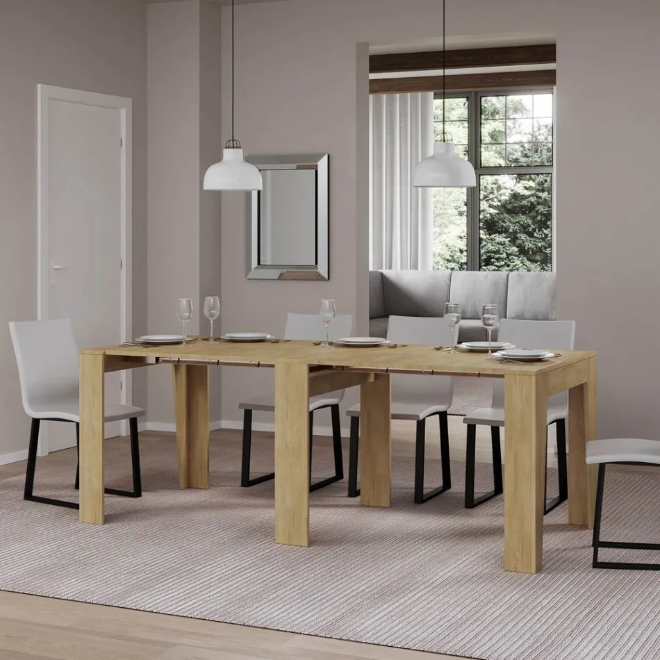 Konsolë e zgjatur deri në 211 cm në melaminë në thelb Made in Italy - Incantesimo Viadurini