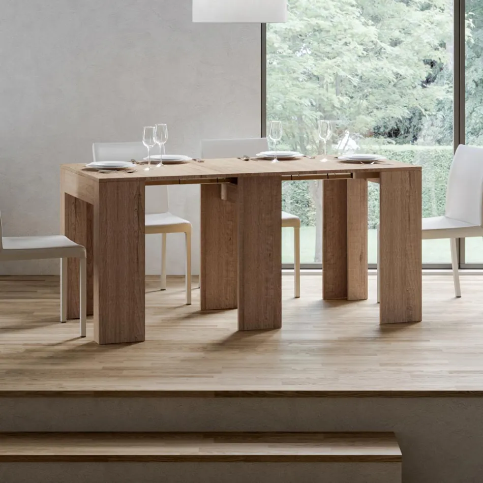 Konsolë e zgjerueshme deri në 299 cm me zgjatime të brendshme Made in Italy - Hourglass Viadurini