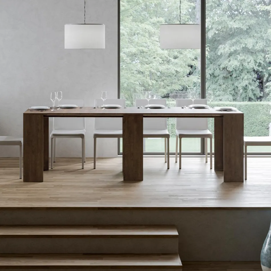 Konsolë e zgjerueshme deri në 299 cm me zgjatime të brendshme Made in Italy - Hourglass Viadurini