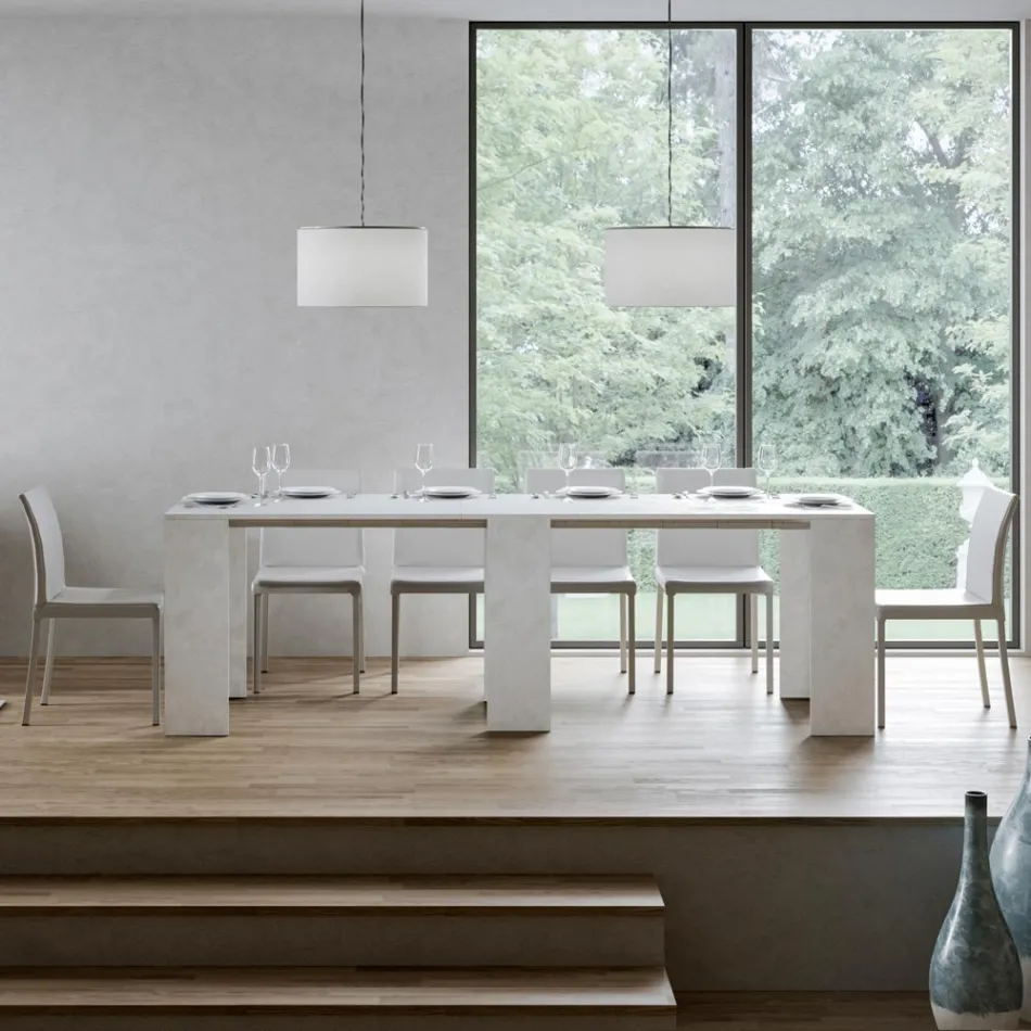 Konsolë e zgjerueshme deri në 299 cm me zgjatime të brendshme Made in Italy - Hourglass Viadurini