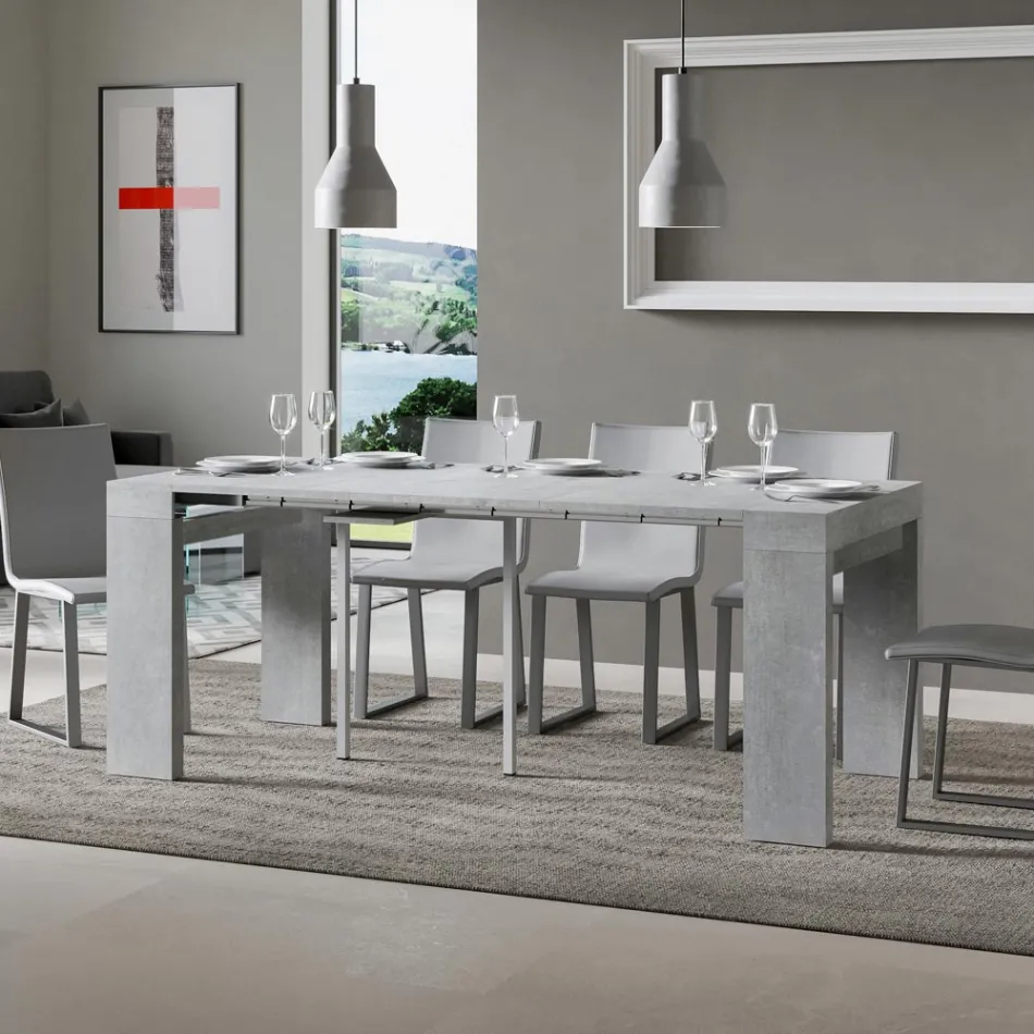 Konsolë e zgjerueshme deri në 300 cm me mbështetje me 2 këmbë, Made in Italy - Phantom Viadurini