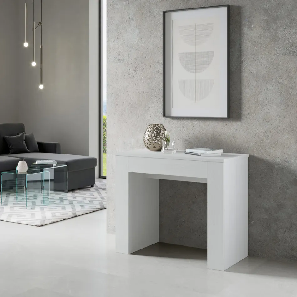 Konsolë e zgjerueshme deri në 307 cm në Mikrogrimca druri Made in Italy - Corona Viadurini