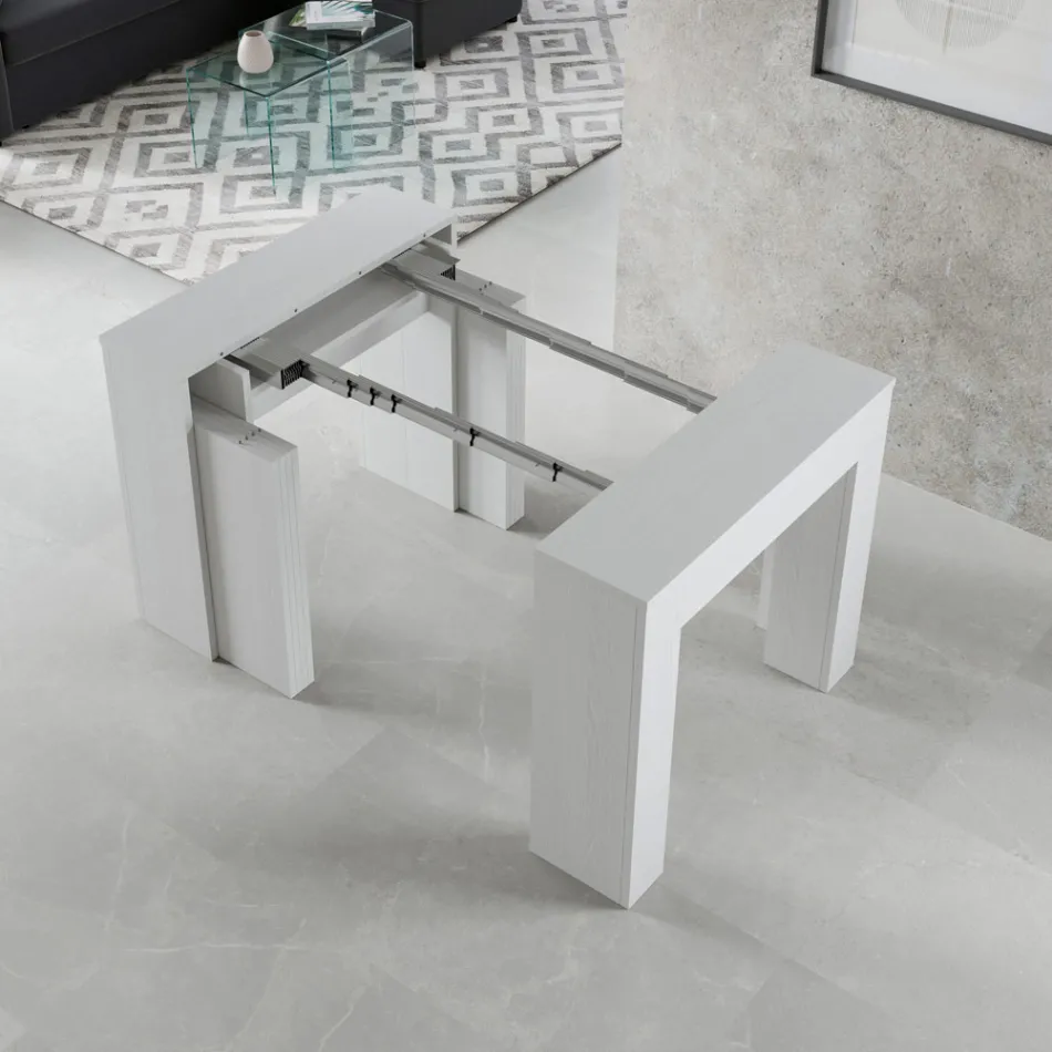 Konsolë e zgjerueshme deri në 307 cm në Mikrogrimca druri Made in Italy - Corona Viadurini