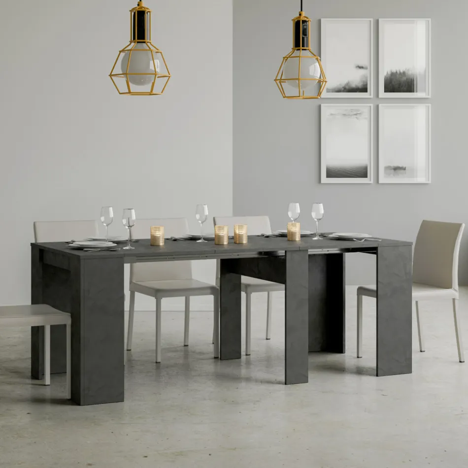 Konsolë e zgjerueshme deri në 308 cm me mbështetje qendrore Made in Italy - Oracle Viadurini