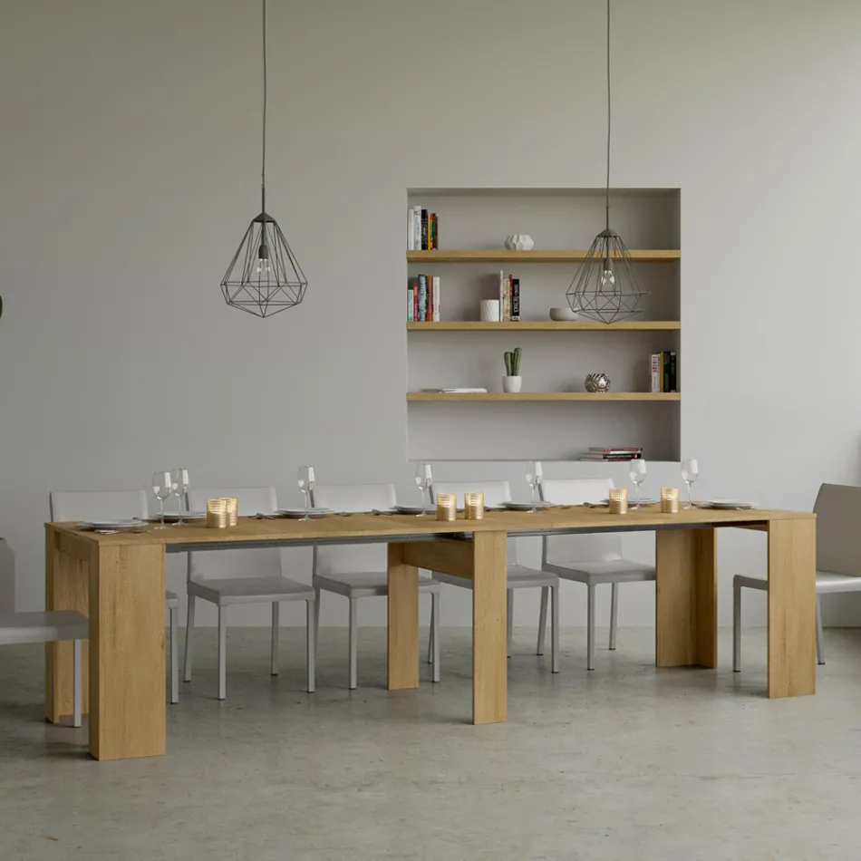 Konsolë e zgjerueshme deri në 308 cm me mbështetje qendrore Made in Italy - Oracle Viadurini