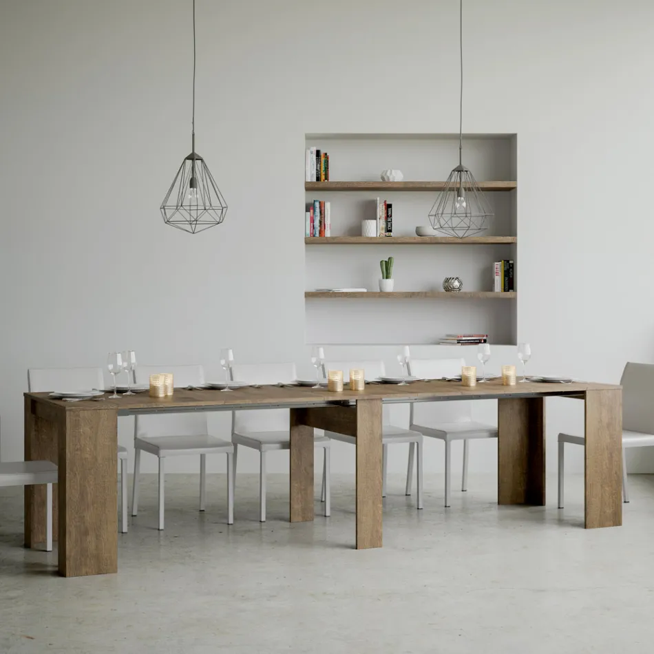 Konsolë e zgjerueshme deri në 308 cm me mbështetje qendrore Made in Italy - Oracle Viadurini