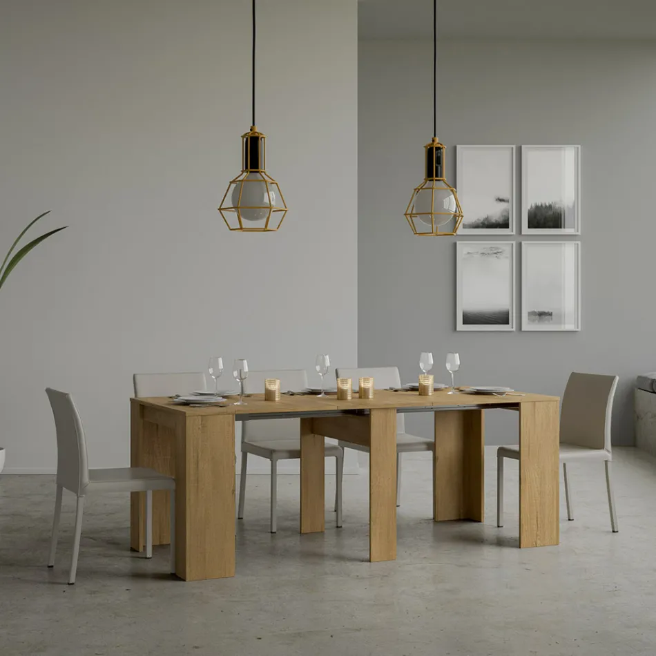 Konsolë e zgjerueshme deri në 308 cm me mbështetje qendrore Made in Italy - Oracle Viadurini