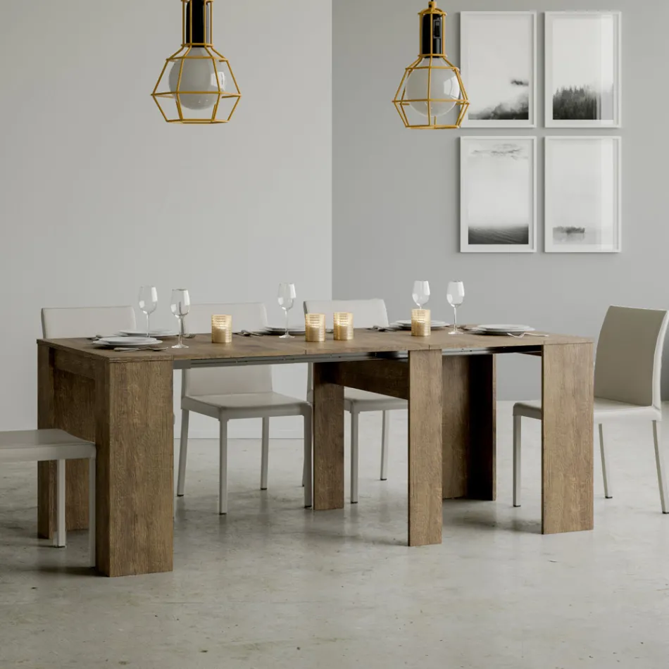 Konsolë e zgjerueshme deri në 308 cm me mbështetje qendrore Made in Italy - Oracle Viadurini