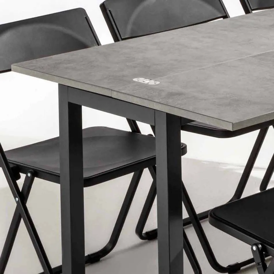 Konsolë e zgjatshme me majë në Melamine dhe Bazë në Metal të Pikturuar - Adino Viadurini