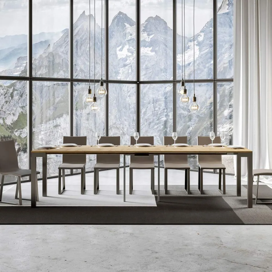 Konsolë e zgjerueshme e dizajnit modern në dru dhe hekur Prodhuar në Itali - Asnjëherë Viadurini