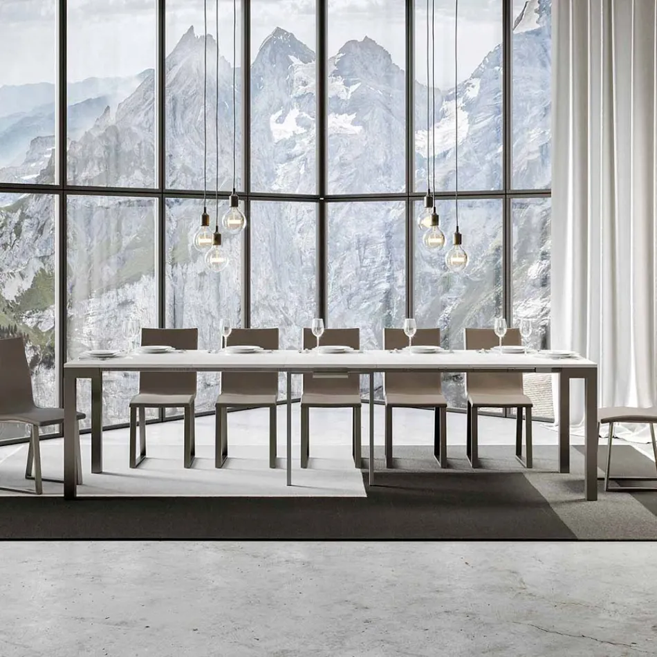 Konsolë e zgjerueshme e dizajnit modern në dru dhe hekur Prodhuar në Itali - Asnjëherë Viadurini