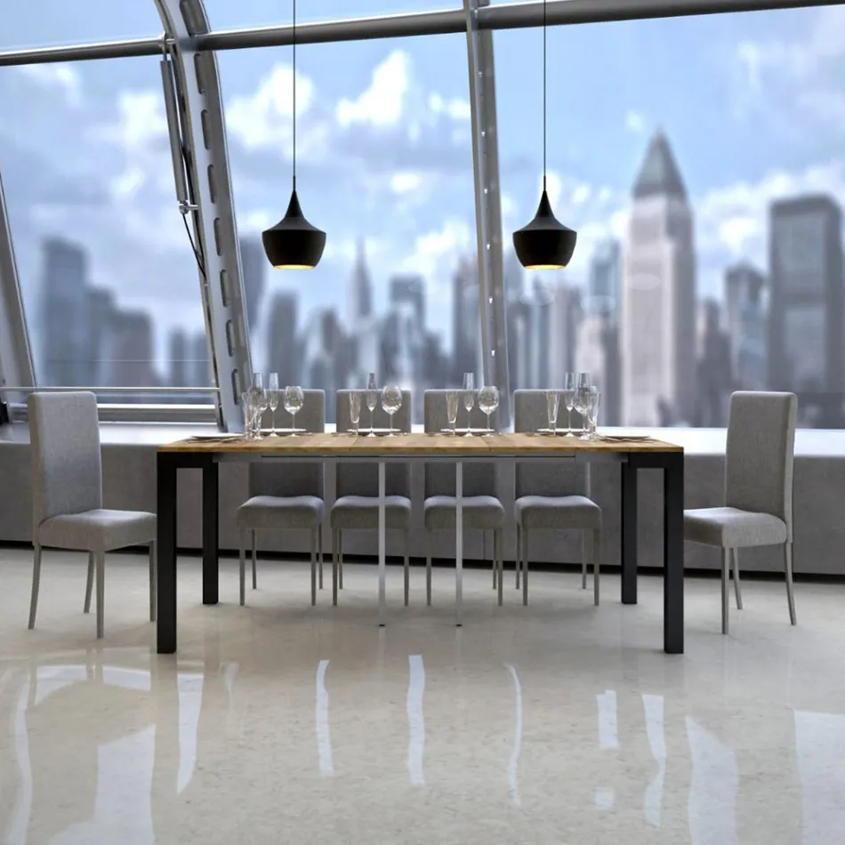 Konsolë e zgjerueshme e dizajnit modern në dru dhe hekur Prodhuar në Itali - Asnjëherë Viadurini