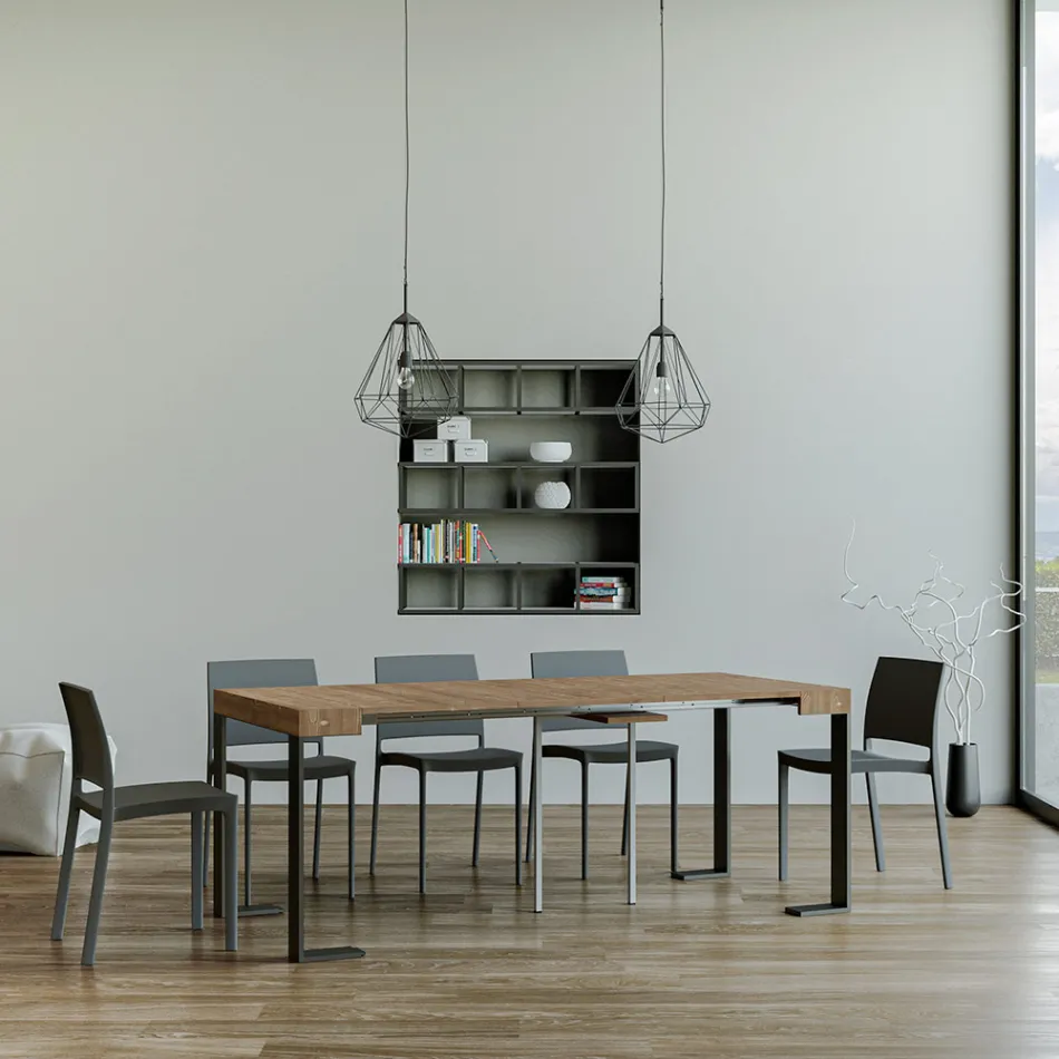 Konsolë e zgjerueshme deri në 300 cm me kornizë antraciti Made in Italy - Giant Viadurini