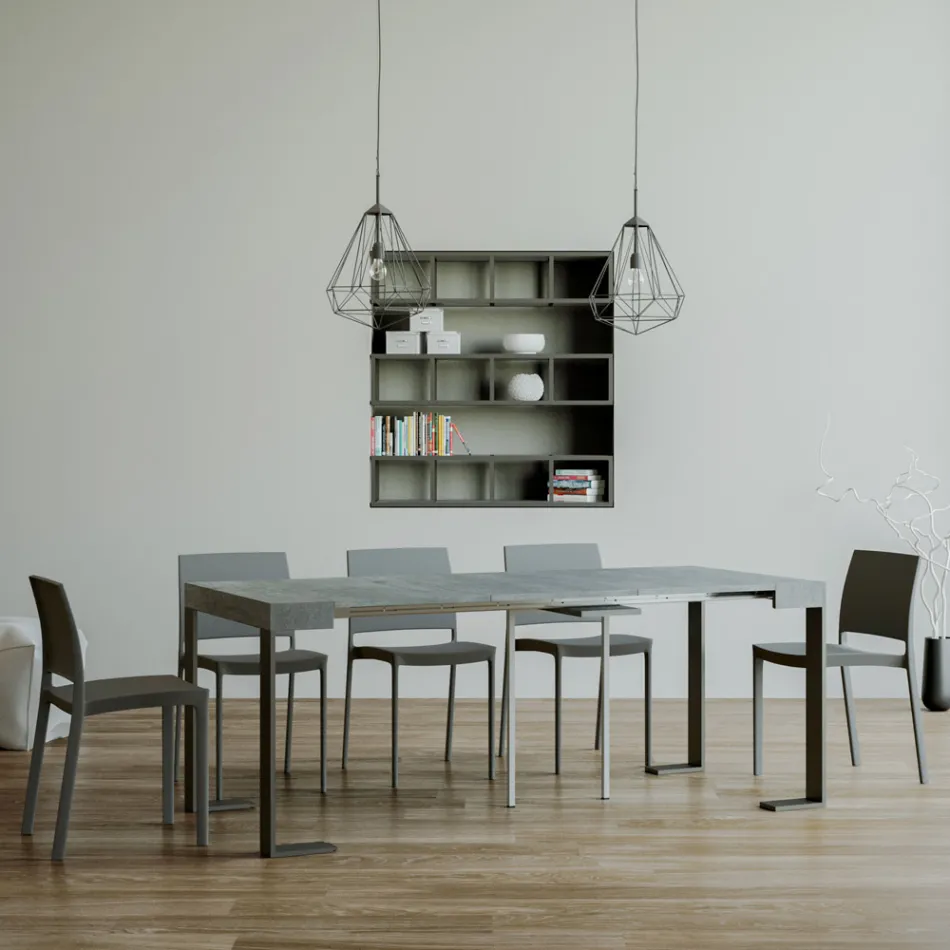 Konsolë e zgjerueshme deri në 300 cm me kornizë antraciti Made in Italy - Giant Viadurini