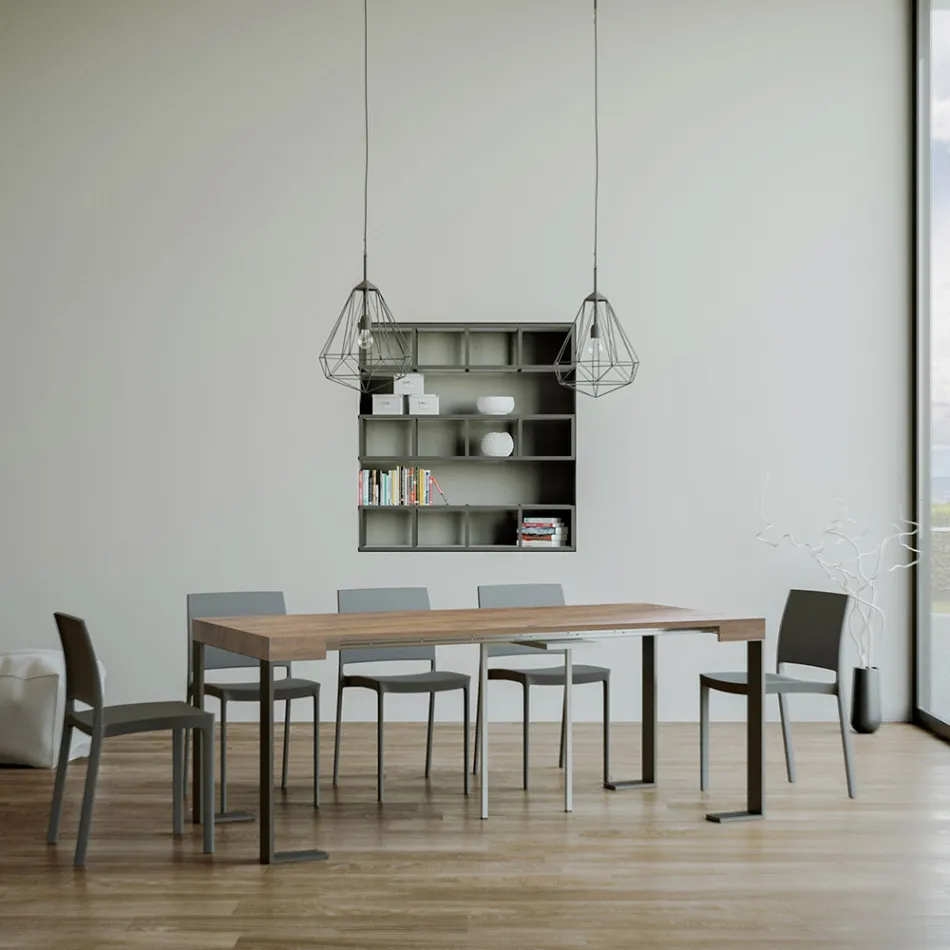 Konsolë e zgjerueshme deri në 300 cm me kornizë antraciti Made in Italy - Giant Viadurini