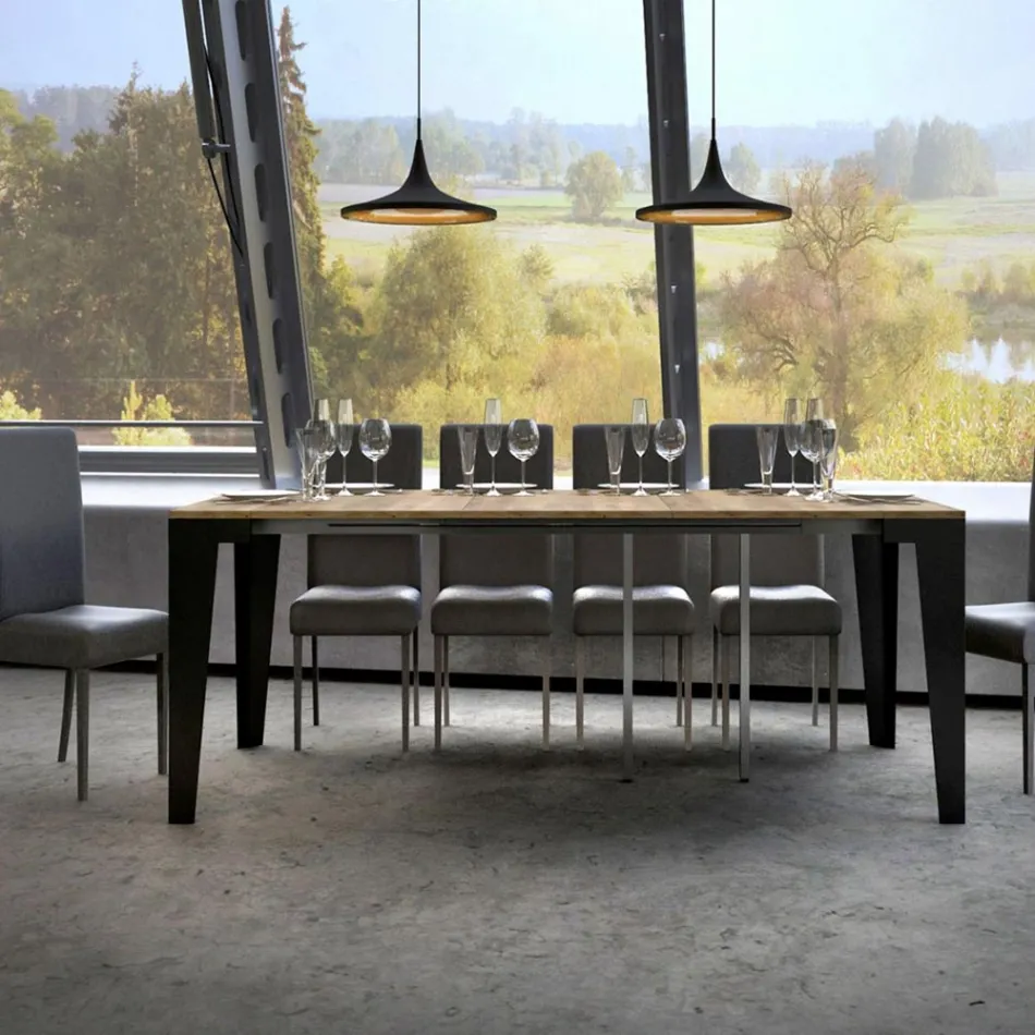 Konsolë e zgjatur deri në 300 cm në Mikrogrimca druri Made in Italy – Flamber Viadurini