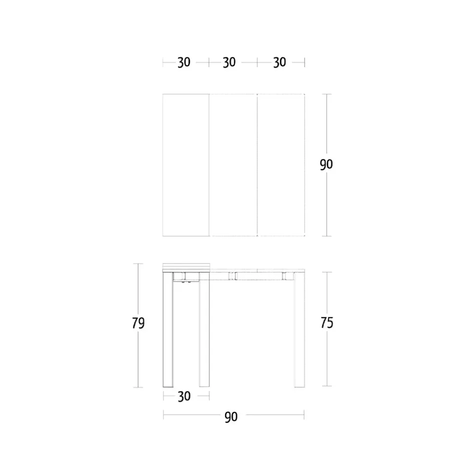 Konsolë e zgjatur deri në 90 cm në melaminë dhe metal Made in Italy - Çanta Viadurini