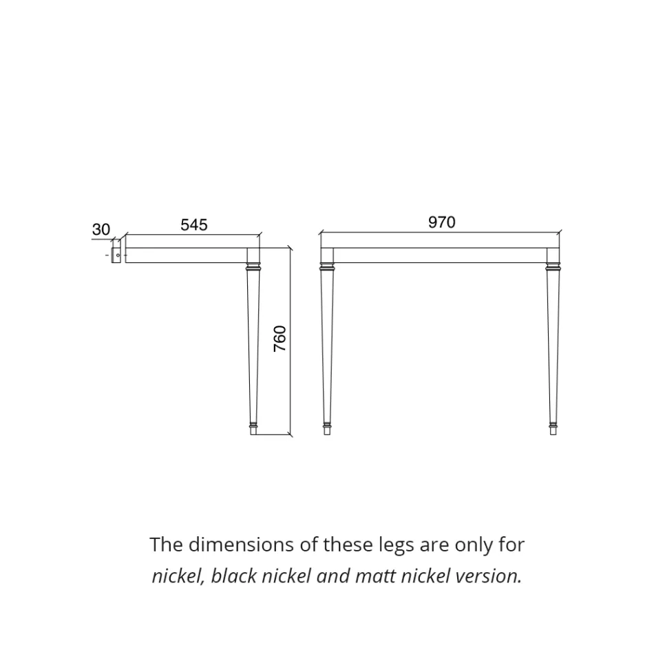 Konsolë banjo me pllaka të bardhë Vintage 105 cm me këmbë, e bërë në Itali - Marwa Viadurini