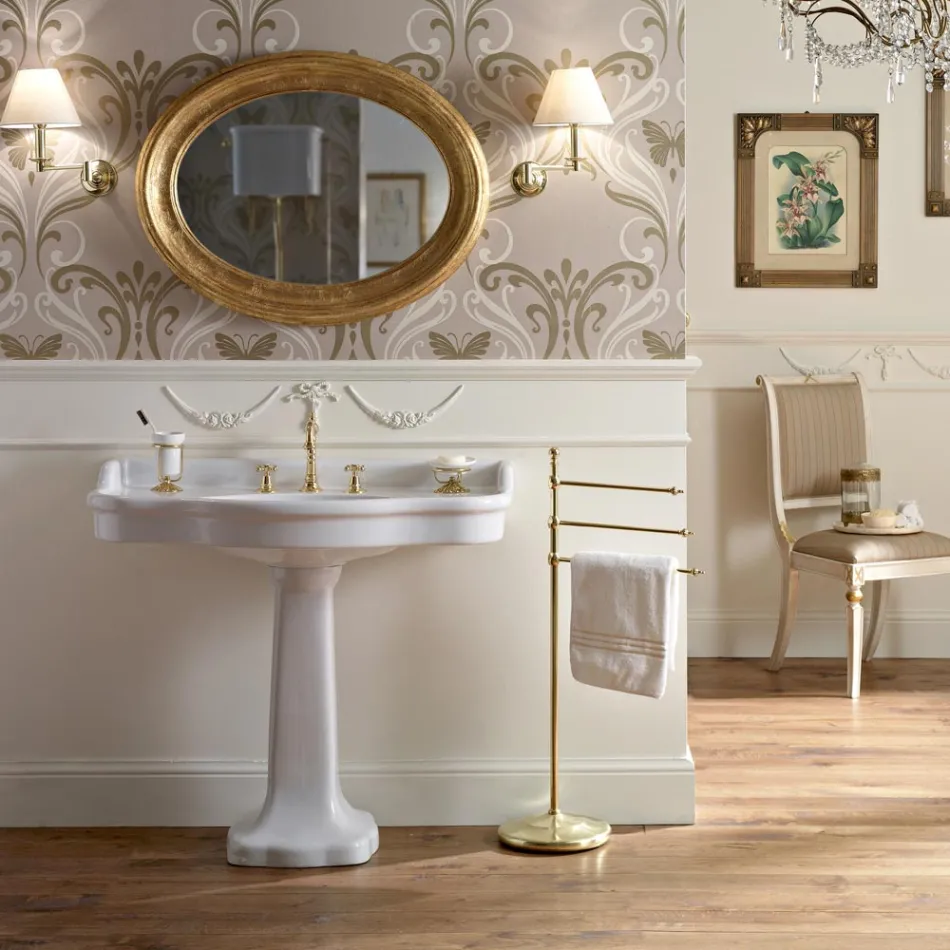 Konsolë banjoje qeramike Vintage në kolonë, Prodhuar në Itali - Paulina Viadurini