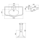 Konsolë banjoje qeramike Vintage në kolonë, Prodhuar në Itali - Paulina Viadurini