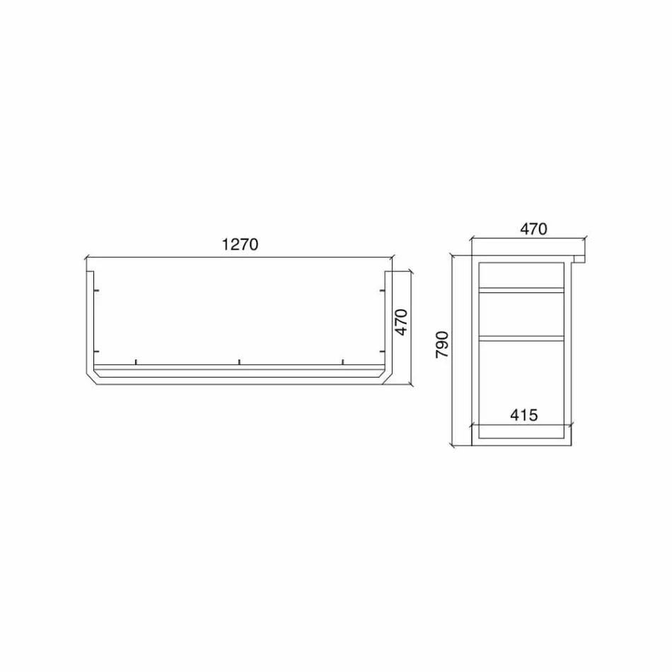 Konsolë banjo L 135 cm me Double Bowl në Qeramikë me Këmbë - Nausica Viadurini