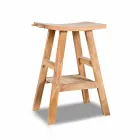 Konsolë banjo moderne në dru tik natyral me grepa anësore - Zacary Viadurini