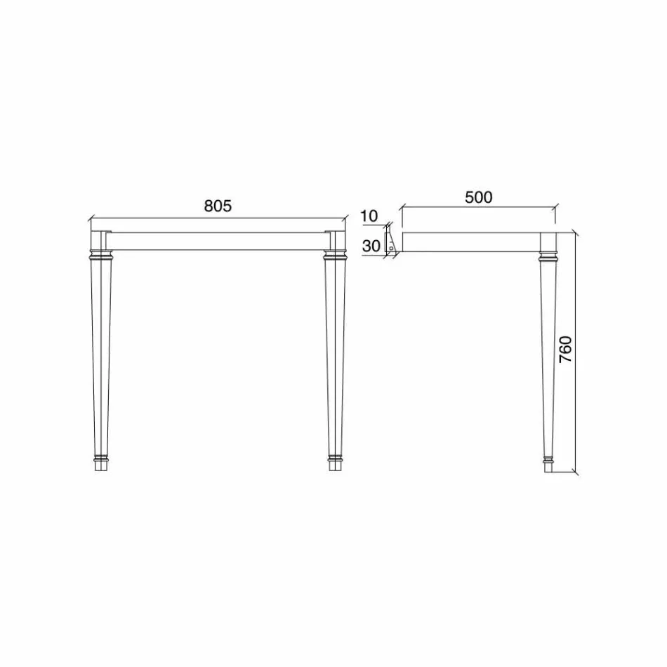 Konsolë banjo e Vjetër 90 cm, Qeramikë e Bardhë, me këmbët e bëra në Itali - Nausica Viadurini