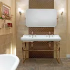 Konsolë banjo L 135 cm me Double Bowl në Qeramikë me Këmbë - Nausica Viadurini